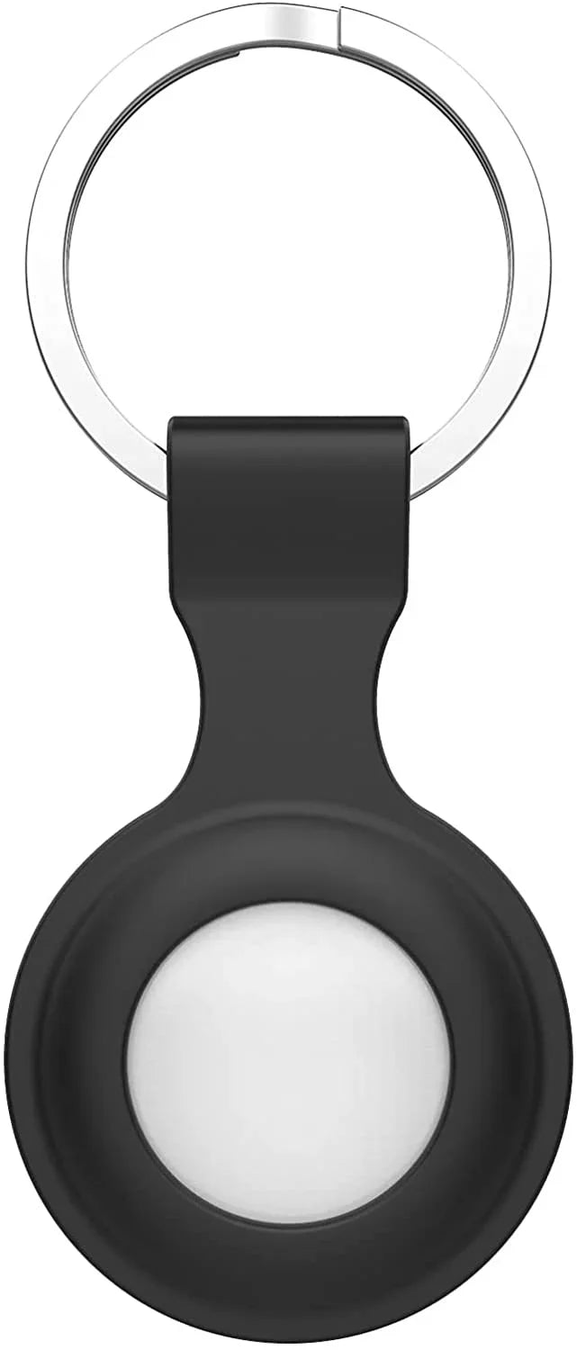 AirTag Silicone Loop With Steel Ring - 2 Pcs Set - Black And Red - Tashqila AirTag Silicone Loop With Steel Ring - 2 Pcs Set - Black And Red - Tashqila